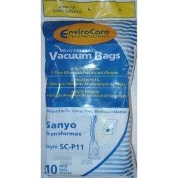 Envirocare Sanyo SC-P11 Vacuum Cleaner Bags / 10 Pack - Generic for Transformax 201 / SC-P11 / SCP11